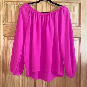 Off shoulder hot pink top